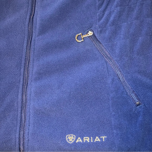 Ariat Large Blue Woman Fleece Full Zip Horseshoe Rodeo Western Cowgirl Sweater - Picture 4 of 6